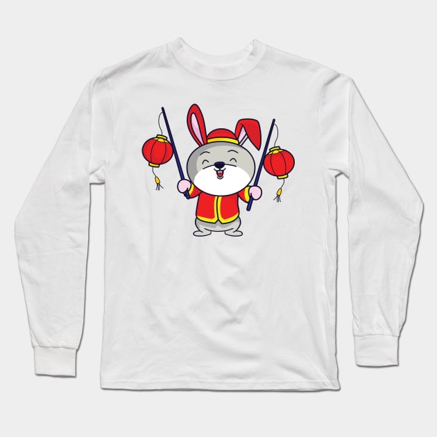 Rabbit -  Chinese Year Long Sleeve T-Shirt by PrintWithCare